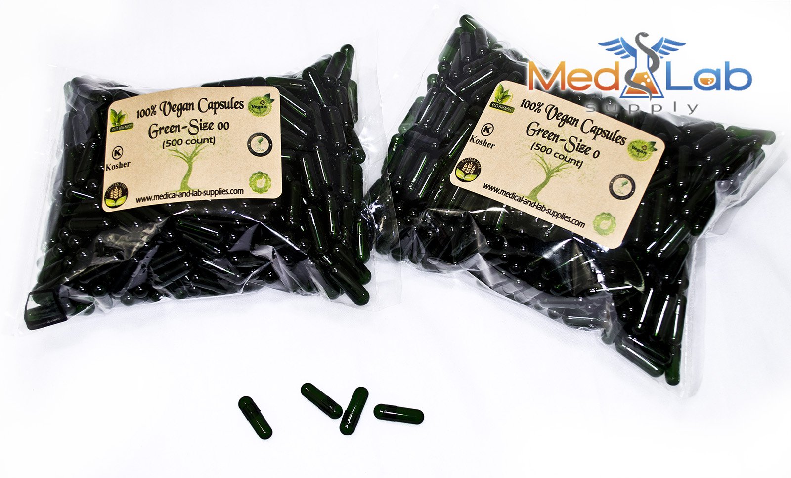 Empty Vegetarian Caps Size 00 Blue & White (Qty.500) In Eco-Friendly Kit