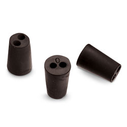 Size No. 0 - Black Rubber Stopper - 2 Hole (Qty. 1)