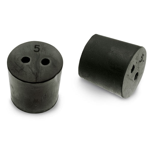 Size No. 5 - Black Rubber Stopper - 2 Hole (Qty. 1)