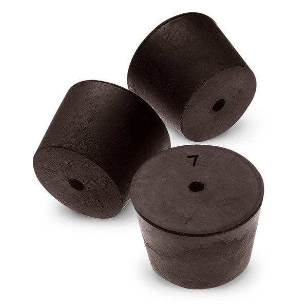 Size No. 7 - Black Rubber Stopper - 1 Hole (Qty. 1)