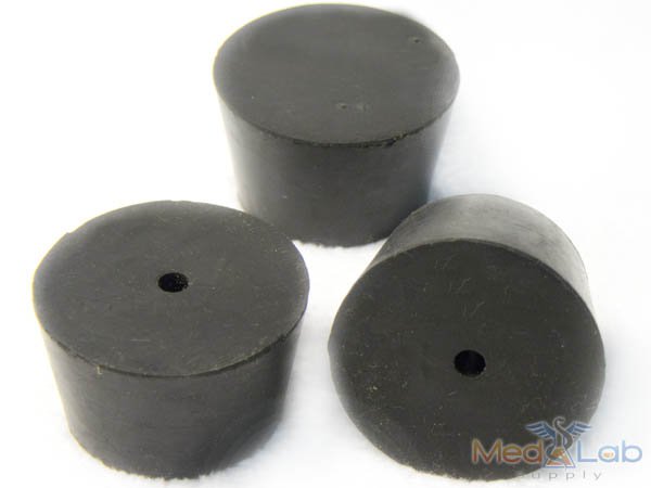 Size No. 8 - Black Rubber Stopper - 1 Hole (Qty. 1)