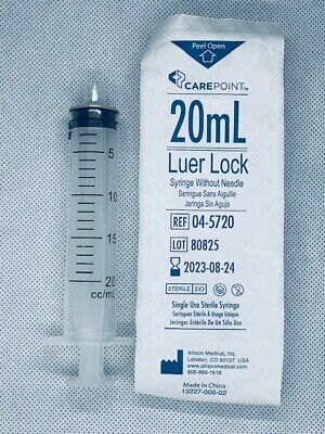 CarePoint Luer Lock 20cc/mL Syringe only, Box of 50