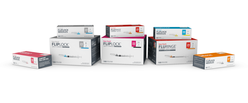 EasyTouch FlipLock Safety Syringes, 1cc x 23gx 1, Box of 100, 822321
