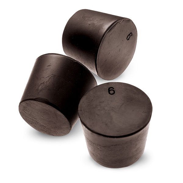 Size No. 6 - Black Rubber Stopper - Solid (Qty. 1)