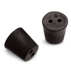 Size No. 4 - Black Rubber Stopper - 2 Hole (Qty. 1)