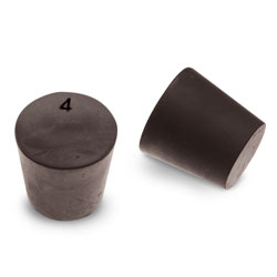 Size No. 4 - Black Rubber Stopper - Solid (Qty. 1)