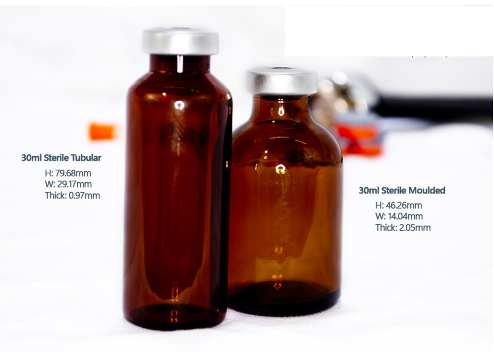 30ml Amber Sealed Sterile Glass Vial (Qty. 25)