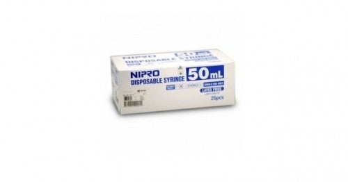 Nipro 50cc Syringe Only, Luer Lock, Box of 50