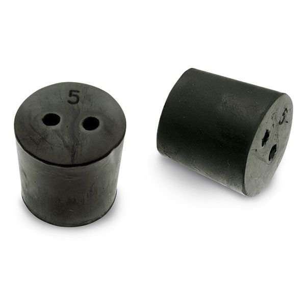 Size No. 5- Black Rubber Stopper - Solid, 1-Hole, & 2- Hole