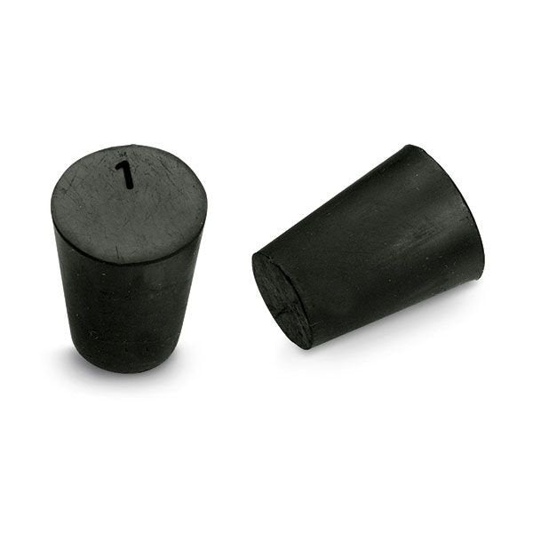 Size No. 1 - Black Rubber Stopper - Solid, 1-Hole, & 2- Hole