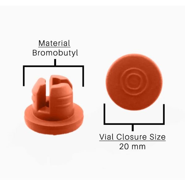 Butyl Rubber Stoppers for Vials, 20mm, Red