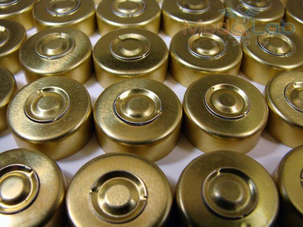 20mm Aluminum Seal, Tear Out Center, Anodized Gold