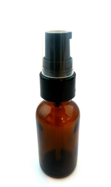 Amber Glass Bottle with Black Treatment Pump