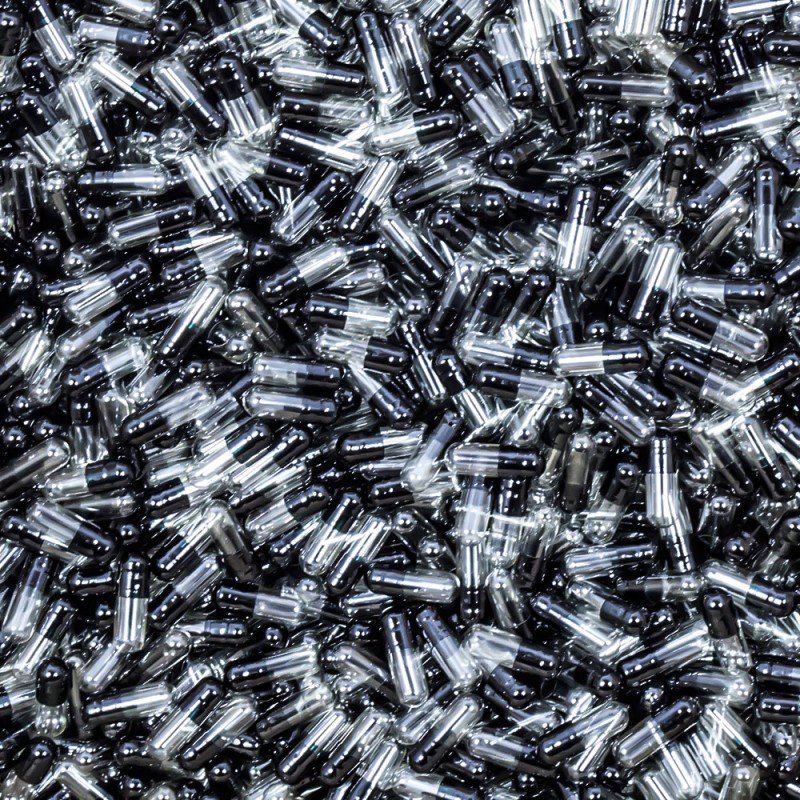 Black/Clear Empty Gelatin Capsules, Size 4