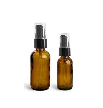 Amber Glass Bottle with Black Treatment Pump