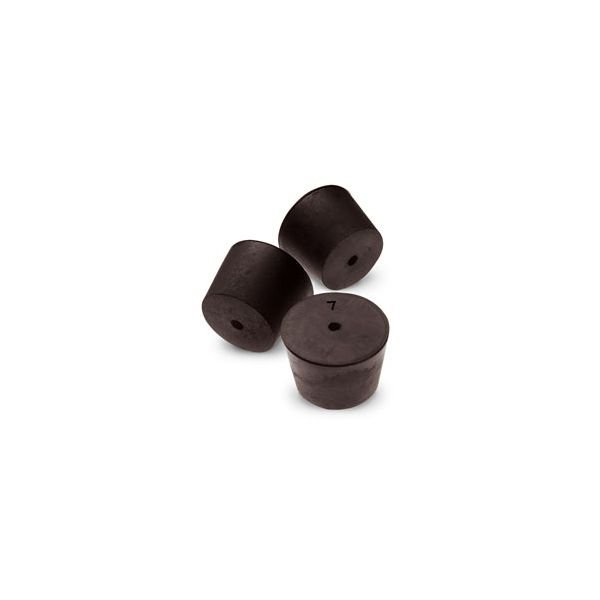 Size No. 7 - Black Rubber Stopper - Solid, 1-Hole, & 2- Hole