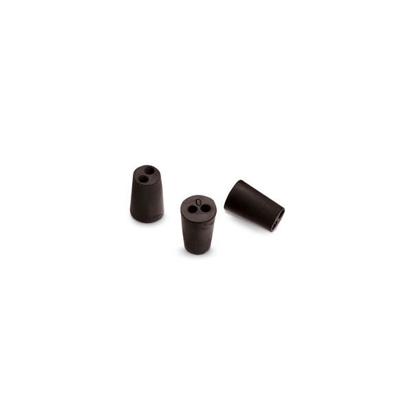 Size No. 0 - Black Rubber Stopper - Solid, 1-Hole, & 2- Hole