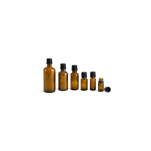 Empty Amber Glass Vial with Euro-Dropper & Screw Cap