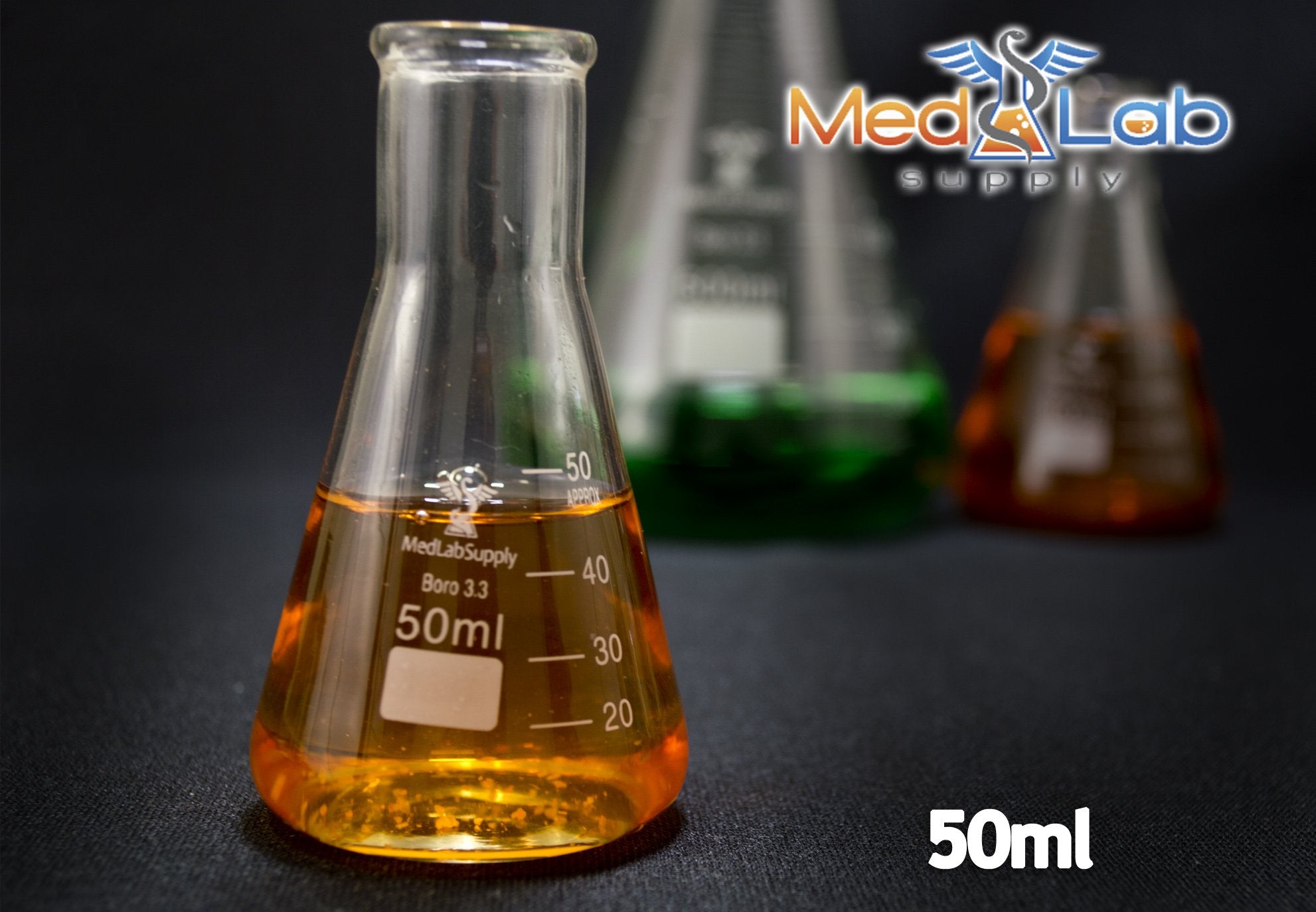 50 ML Erlenmeyer Flask, Narrow Neck, Glass, Graduated