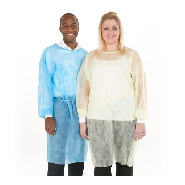 Form-Fit Isolation Gown, Bright Blue & Sunny Yellow, 12/PK