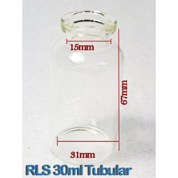 MLS 30ml Tubular Clear Glass Serum Vials by Med Lab Supply