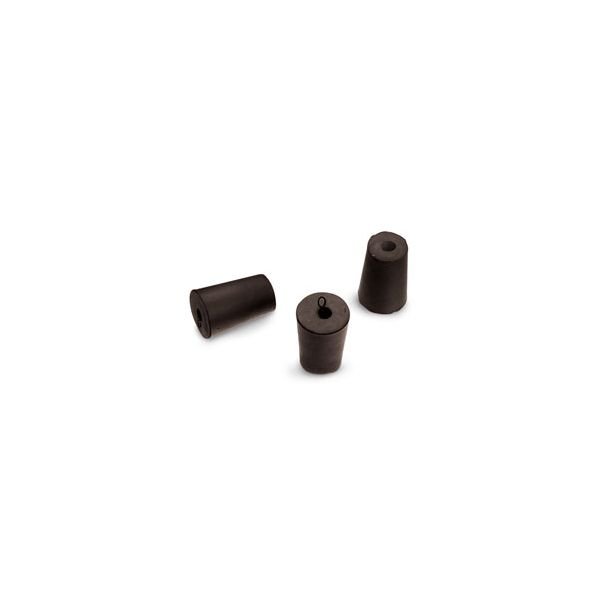 Size No. 0 - Black Rubber Stopper - Solid, 1-Hole, & 2- Hole