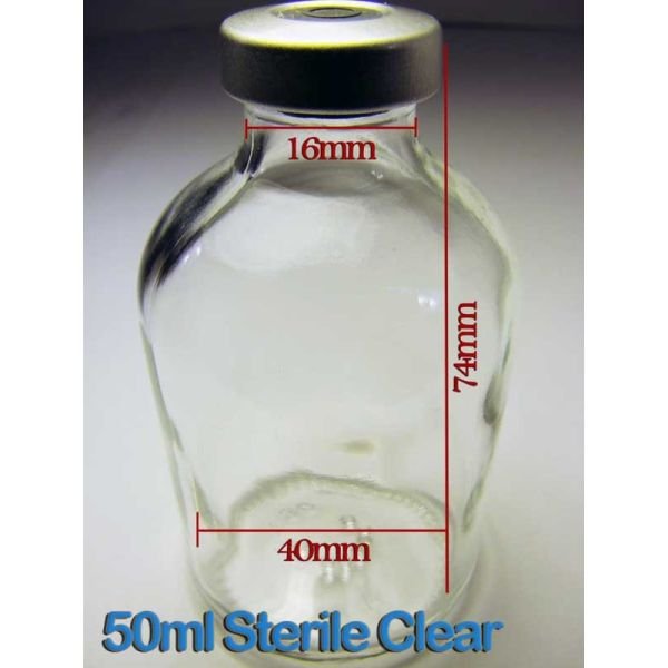50ML Clear Sealed Sterile Deprogenated Glass Vial-Silver
