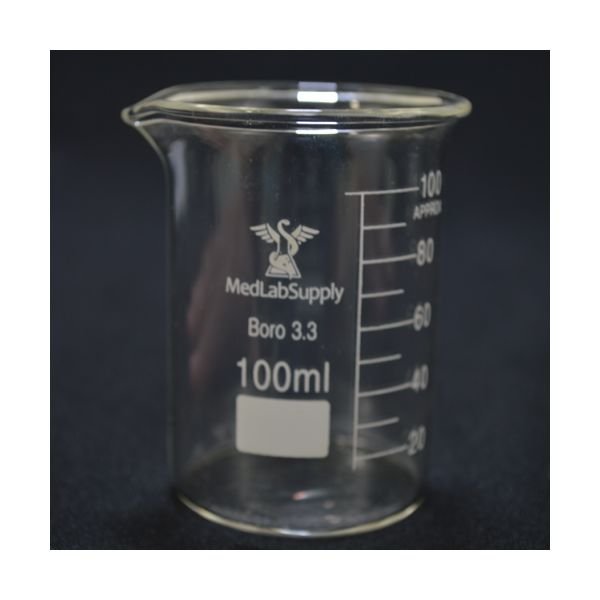 100ml Low Form Graduated Glass Beakers by Med Lab Supply