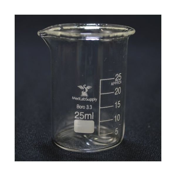 25ml Low Form Graduated Glass Beakers by Med Lab Supply