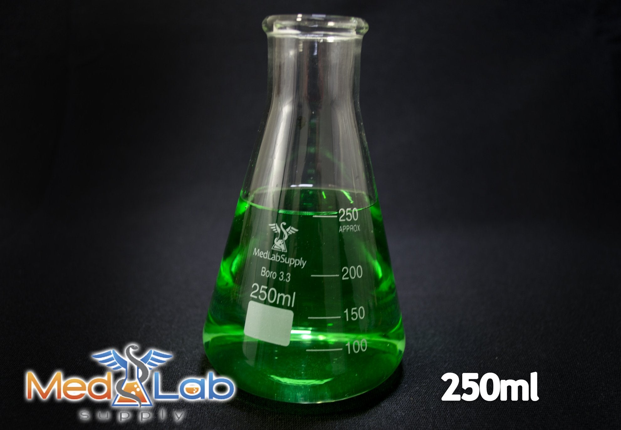 250 mL Erlenmeyer Flask, Narrow Neck, Glass, Graduated
