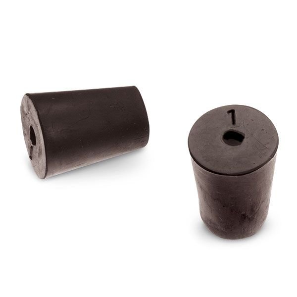 Size No. 1 - Black Rubber Stopper - Solid, 1-Hole, & 2- Hole