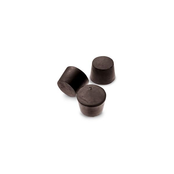 Size No. 7 - Black Rubber Stopper - Solid, 1-Hole, & 2- Hole