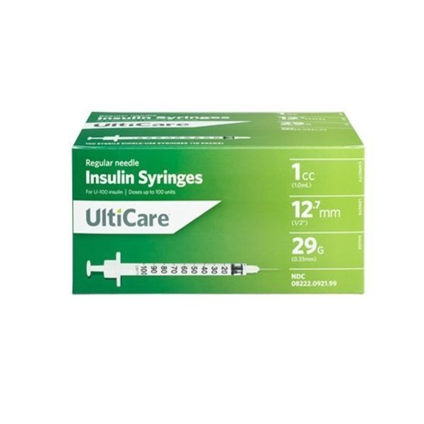 UltiCare Diabetic Syringes 1cc x 29g x 1/2", Box of 100