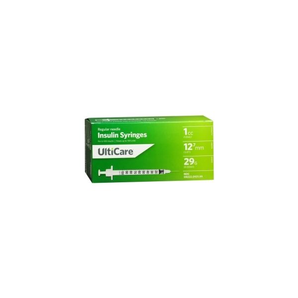 UltiCare Diabetic Syringes 1cc x 29g x 1/2", Box of 100