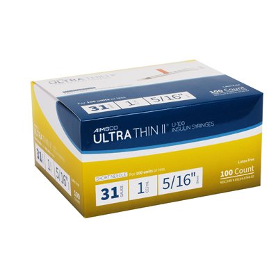Aimsco MaxiComfort Diabetic Insulin Syringes: 28g, 29g 30g and 31g