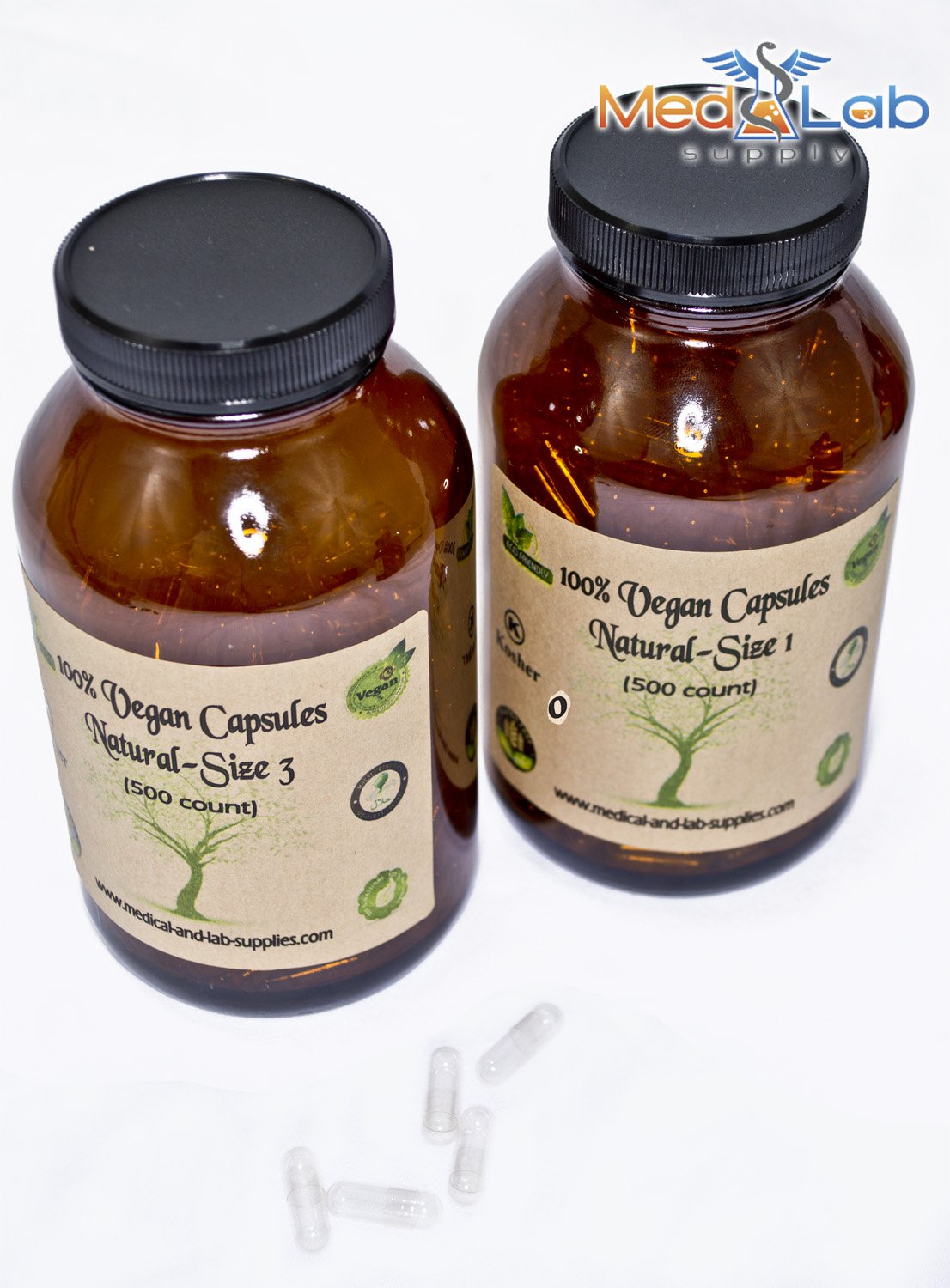 Empty Vegan Capsules Size 3-Clear (500 Qty) in Eco-friendly Kit