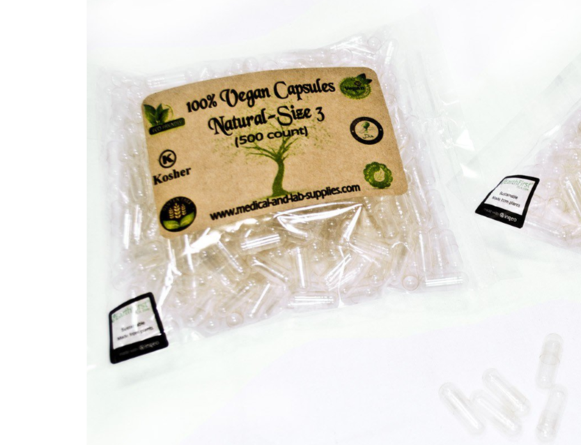 Empty Vegan Capsules Size 3-Clear (500 Qty) in Eco-friendly Kit