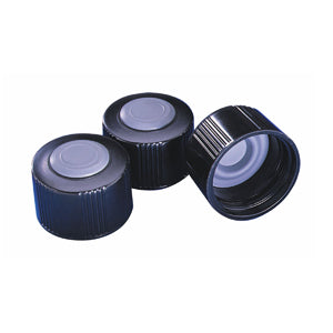 Wheaton, Black Phenolic, 33mm Caps With Attached Butyl Septa