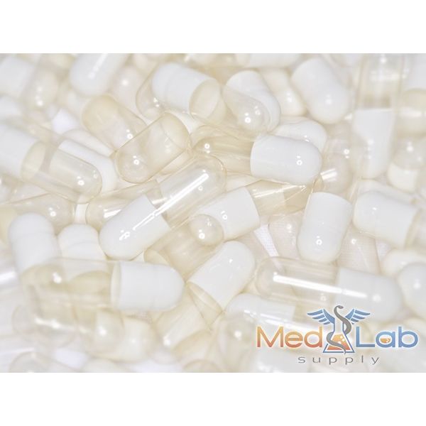 White/Clear Gelatin Capsules, Size 1, Qty 1500