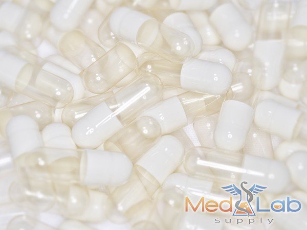 White/Clear Gelatin Capsules, Size 1, Qty 5000