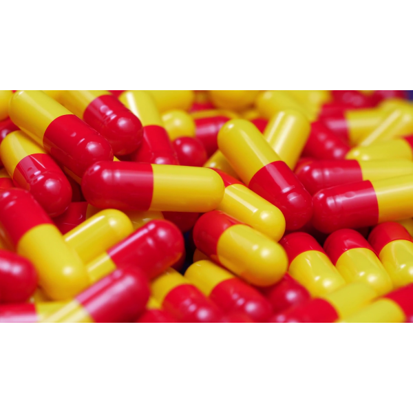 Yellow/Red Empty Gelatin Capsules, Size 00, 2500 in resealable pouch