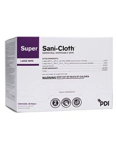 PDI Super Sani-Cloth Germicidal Disposable Wipe, Individual Wrapped, 5" x 8", 50/BX