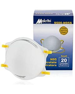 NIOSH Certified Makrite 9500-N95 Pre-Formed Cone Particulate Respirator Mask Small, Box of 20 