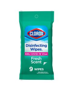 Clorox Disinfecting Wipes On The Go, Bleach Free Travel Wipes, Fresh Scent, 9 ct