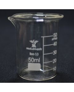 50mL Low Form Graduated Glass Beakers, Qty 1
