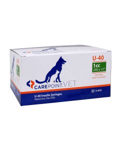 CarePoint Vet U-40 Pet Syringe 1cc x 29G x 1/2" w/Half Unit Marks, Box of 100ct