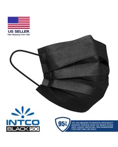 INTCO Stealth Black Disposable 3-Ply Surgical Mask, (BFE 95%+), Box of 50 or Case of 2000