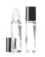Roll-on ball top, Clear Glass Vial with Black Lid, 8.5mL