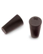 Size No. 00 - Black Rubber Stopper - Solid, 1-Hole, & 2- Hole
